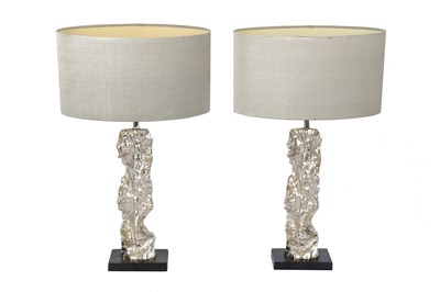 Lot 487 - A pair of Heathfield & Co nickel table lamps,...