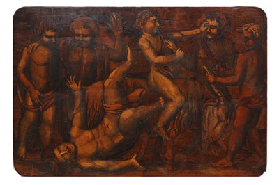 Lot 484 - A Marquetry Inlaid Table Top with a figural...