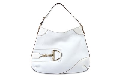 Lot 354 - Gucci White Hasler Hobo Horsebit Shoulder Bag