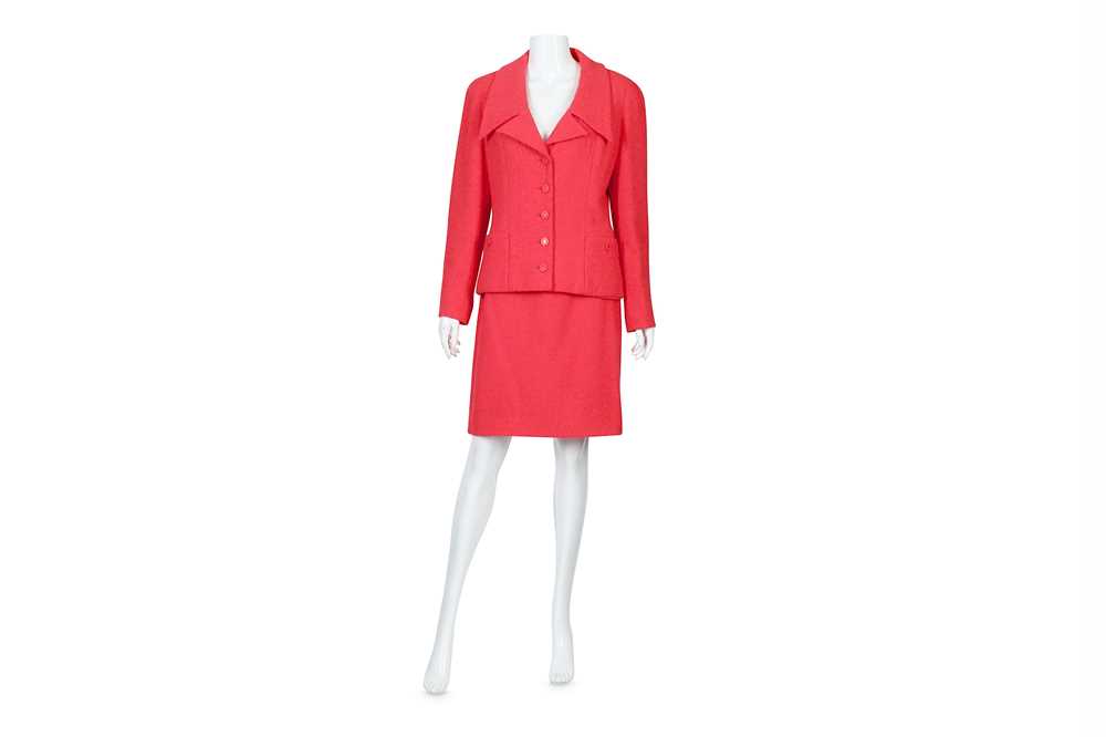 Lot 48 - Chanel Boutique Pink Boucle Skirt Suit - size 40