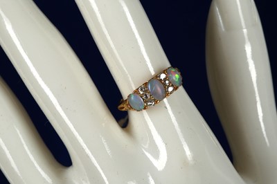 Lot 312 - A Victorian 18ct gold, opal and diamond set...