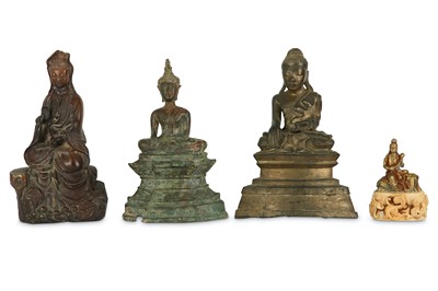 Lot 475 - A GROUP OF FOUR BRONZE BUDDHIST FIGURES.  18th...