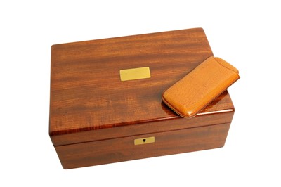 Lot 393 - A mahogany humidor, with recessed brass...