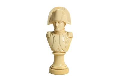 Lot 394 - A 19th Century Dieppe ivory bust of Napoleon,...