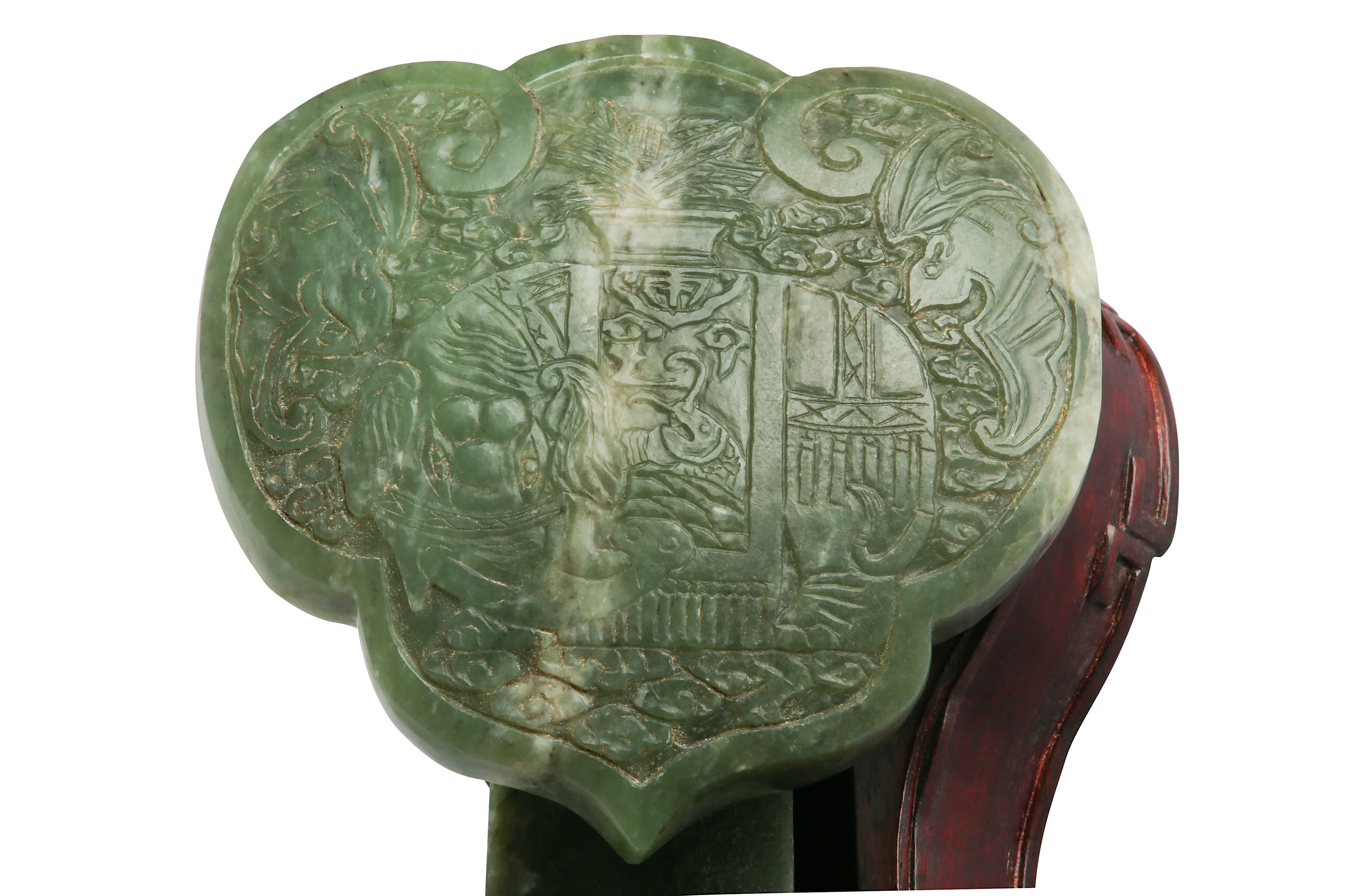 Lot 312 A Chinese Celadon elephant Wth A Vase Jade lot-312-a-chinese-celadon-elephant-wth-a-vase-jade