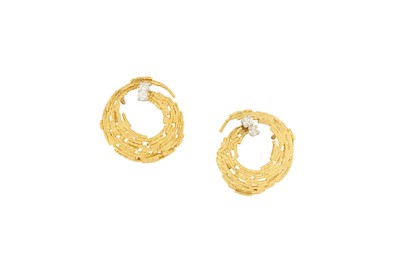 Lot 72 - A pair of diamond-set 'Textured Wire' earrings,...