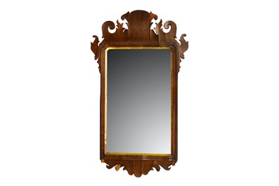 Lot 448 - A George III mahogany fretwork mirror, the...