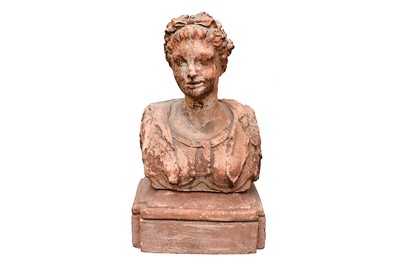 Lot 491 - A terracotta portrait bust of a lady, height...