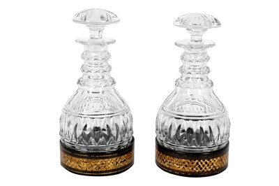 Lot 494 - A pair of 19th Century cut glass decanters...