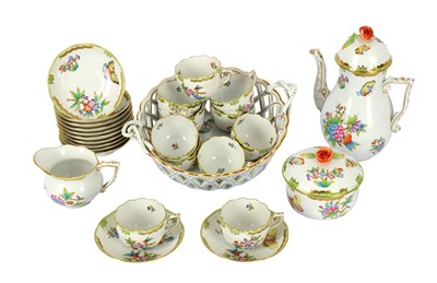 Lot 495 - A Herend Hungarian porcelain coffee set to...