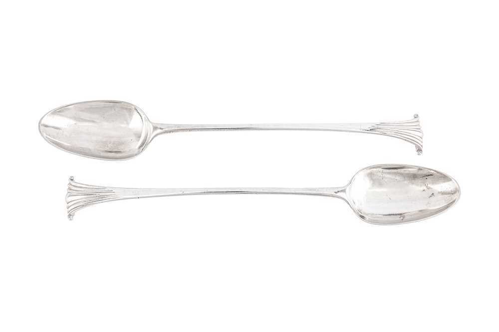 Lot 332 - A pair of George III provincial sterling silver basting spoons, Newcastle probably 1772 by John Langlands