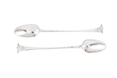 Lot 332 - A pair of George III provincial sterling silver basting spoons, Newcastle probably 1772 by John Langlands
