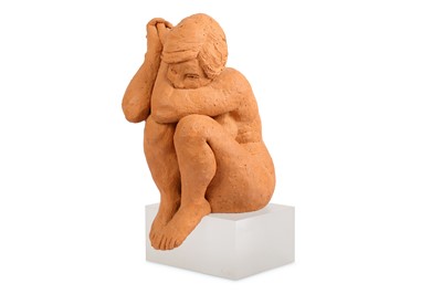 Lot 335 - CONTEMPORARY: A terracotta figure, modelled as...
