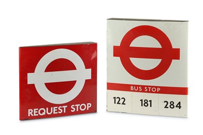 Lot 390 - Two enamel double sided London Transport bus...