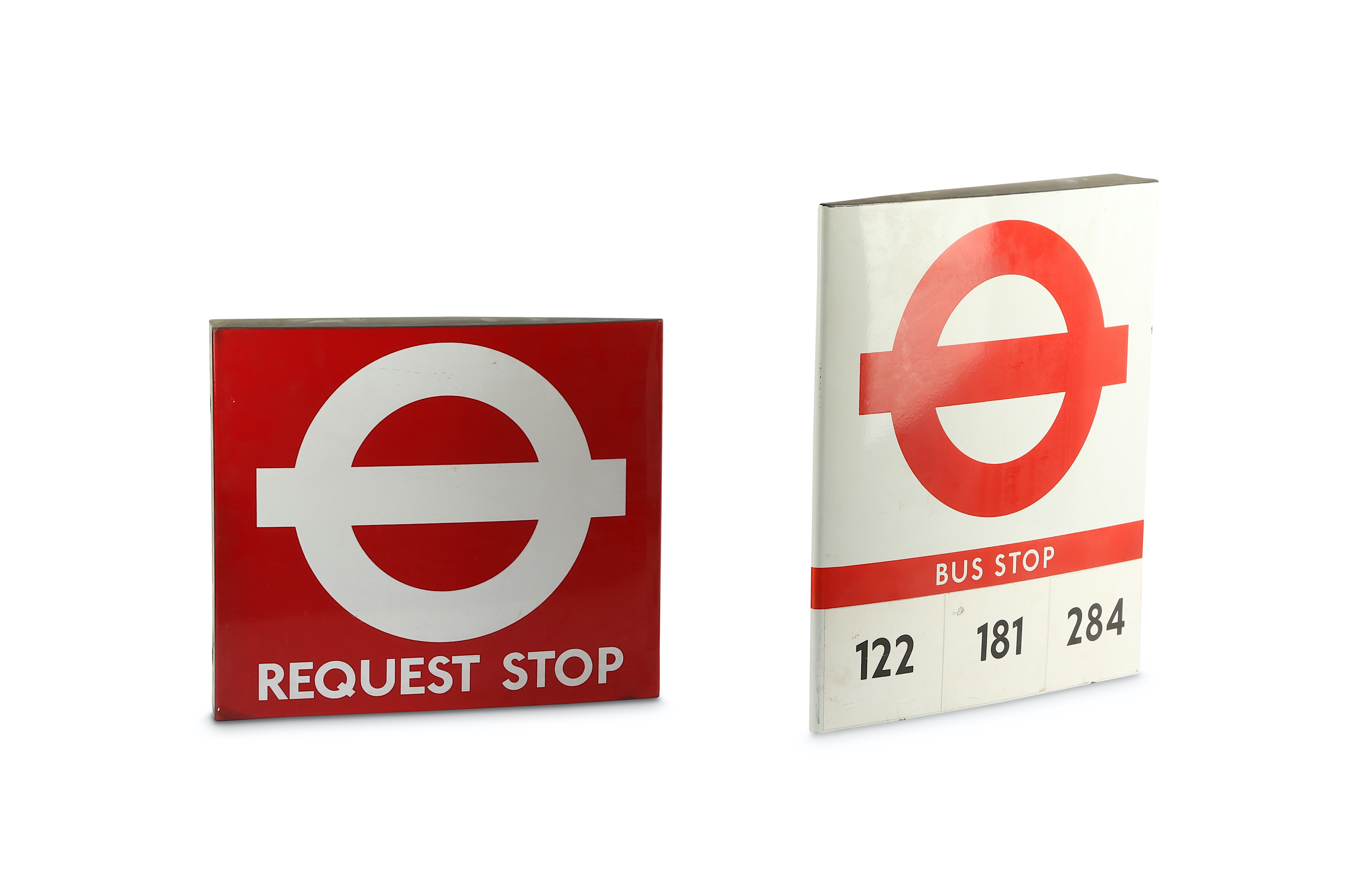 Lot 390 - Two enamel double sided London Transport bus