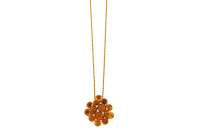 Lot 13 - A citrine and diamond pendant necklace and...