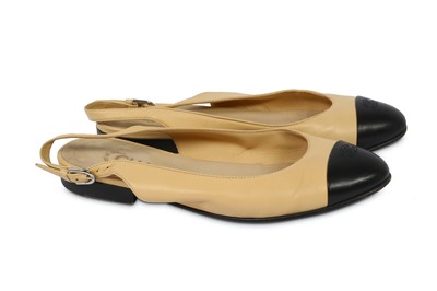 Lot 232 - Chanel Two-Tone Slingback Flats - size 37