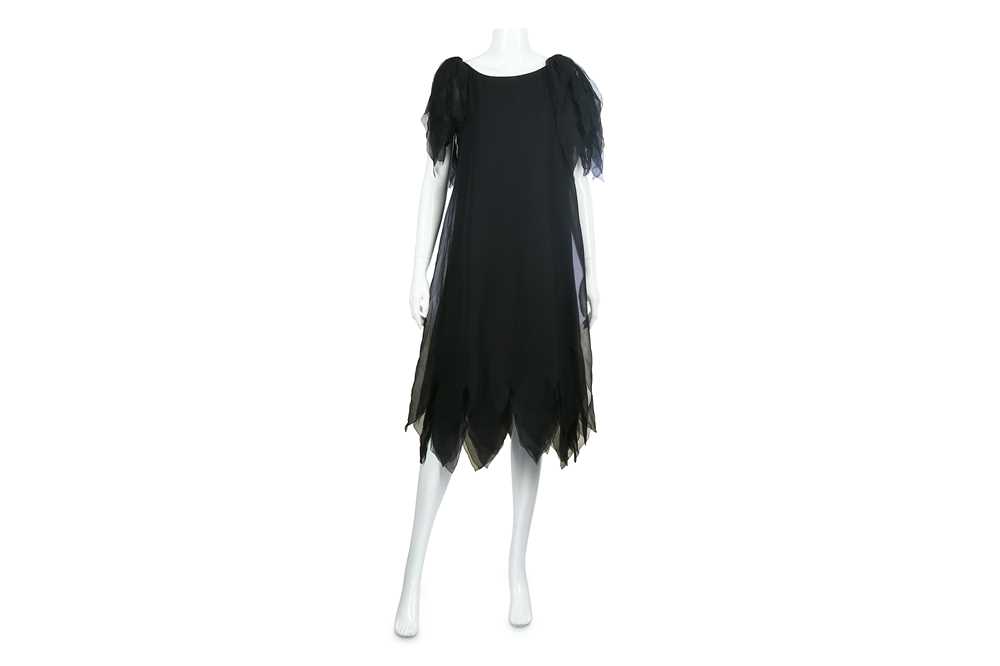 Lot 129 - Marc Bohan for Haute Couture Christian Dior Black Silk Chiffon Dress