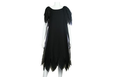Lot 129 - Marc Bohan for Haute Couture Christian Dior Black Silk Chiffon Dress