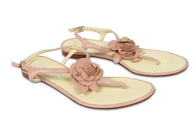 Lot 334 - Chanel Blush Pink Camellia Sandals - size 38