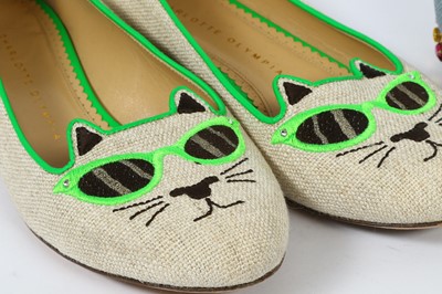 Lot 99 - Two pairs of Charlotte Olympia Kitty Ballerina Flats - size 37.5