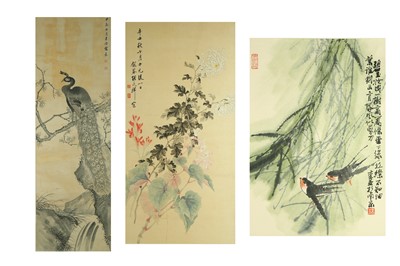 Lot 670 - THREE CHINESE PAINTINGS. 19th / 20th Century....
