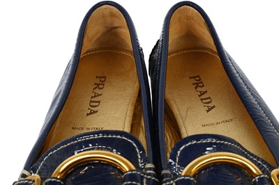 Lot 104 - Two Pairs of Prada Loafers in Navy and Ivory - size 36.5 and 37