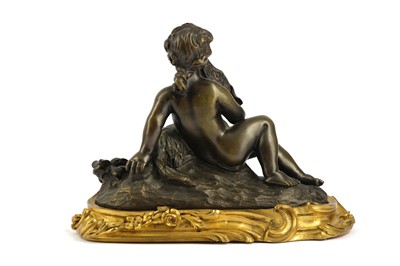 Lot 47 - A MID 18TH CENTURY FRENCH BRONZE FIGURE OF A GIRL WITH A DOG