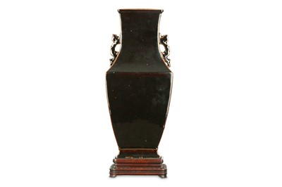 Lot 532 - A CHINESE BROWN-GLAZED RECTANGULAR-SECTION VASE.