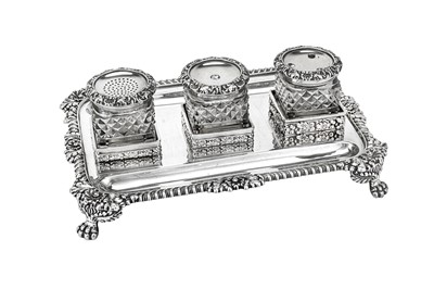 Lot 538 - A George III sterling silver double inkstand, Sheffield 1817 by John & Thomas Settle (reg. Jan 1815)