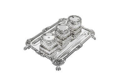 Lot 538 - A George III sterling silver double inkstand, Sheffield 1817 by John & Thomas Settle (reg. Jan 1815)