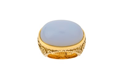Lot 156 - A blue chalcedony dress ring, by Carrera y...