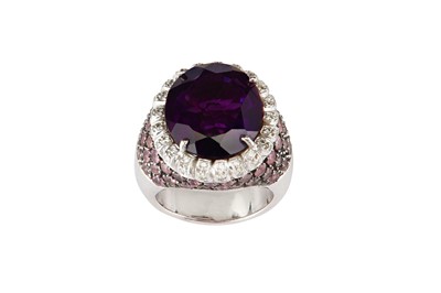 Lot 133 - An amethyst and diamond dress ring The...