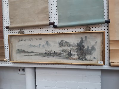 Lot 648 - A CHINESE LANDSCAPE PAINTING.