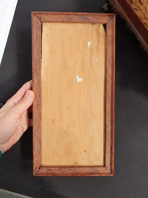 Lot 690 - A CHINESE BOXWOOD INSET HARDWOOD 'DRAGON AND PHOENIX' BOX AND COVER.