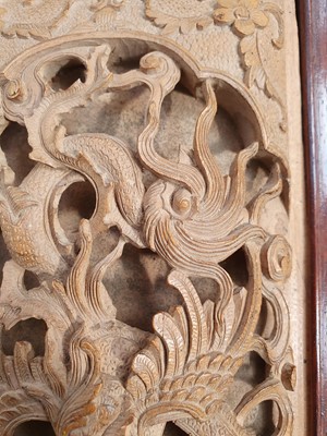 Lot 690 - A CHINESE BOXWOOD INSET HARDWOOD 'DRAGON AND PHOENIX' BOX AND COVER.