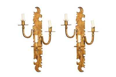Lot 629 - A PAIR OF FRENCH GILT WALL SCONCES, SECOND HALF OF THE 20TH CENTURY