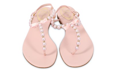 Lot 88 - Rene Caovilla Pale Pink Pearl Crystal Trick Sandals - size 37.5