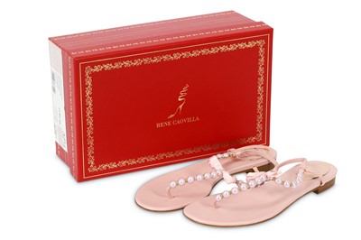 Lot 88 - Rene Caovilla Pale Pink Pearl Crystal Trick Sandals - size 37.5