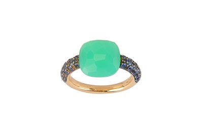 Lot 125 - A green chalcedony and sapphire 'Capri' ring,...