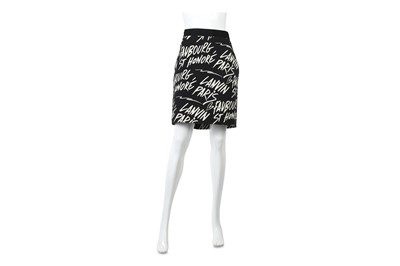 Lot 380 - Lanvin Black Paris Graffiti Print Skirt - size 44