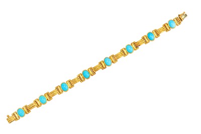 Lot 57 - A turquoise ring and bracelet  The articulated...