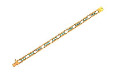 Lot 102 - A turquoise-set bracelet Composed of a series...