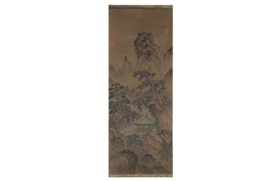 Lot 678 - A CHINESE 'LANDSCAPE' HANGING SCROLL. Ink and...