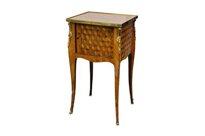 Lot 261 - A French parquetry inlaid side table with a...