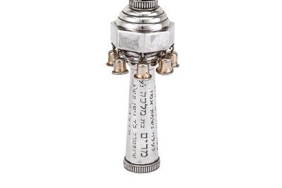 Lot 559 - Judaica - An Elizabeth II sterling silver and parcel-gilt torah finial (Rimonim), London 1964 by A Taite & Sons Ltd