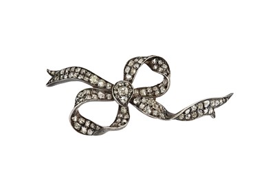 Lot 186 - A diamond bow brooch, late 19th century...