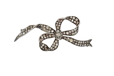Lot 186 - A diamond bow brooch, late 19th century...