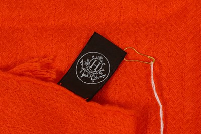 Lot 286 - Hermes Orange Cashmere Silk Scarf