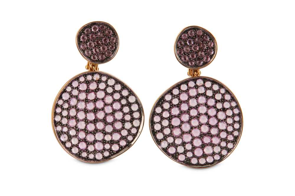Lot 3 - A pair of pink sapphire earrings